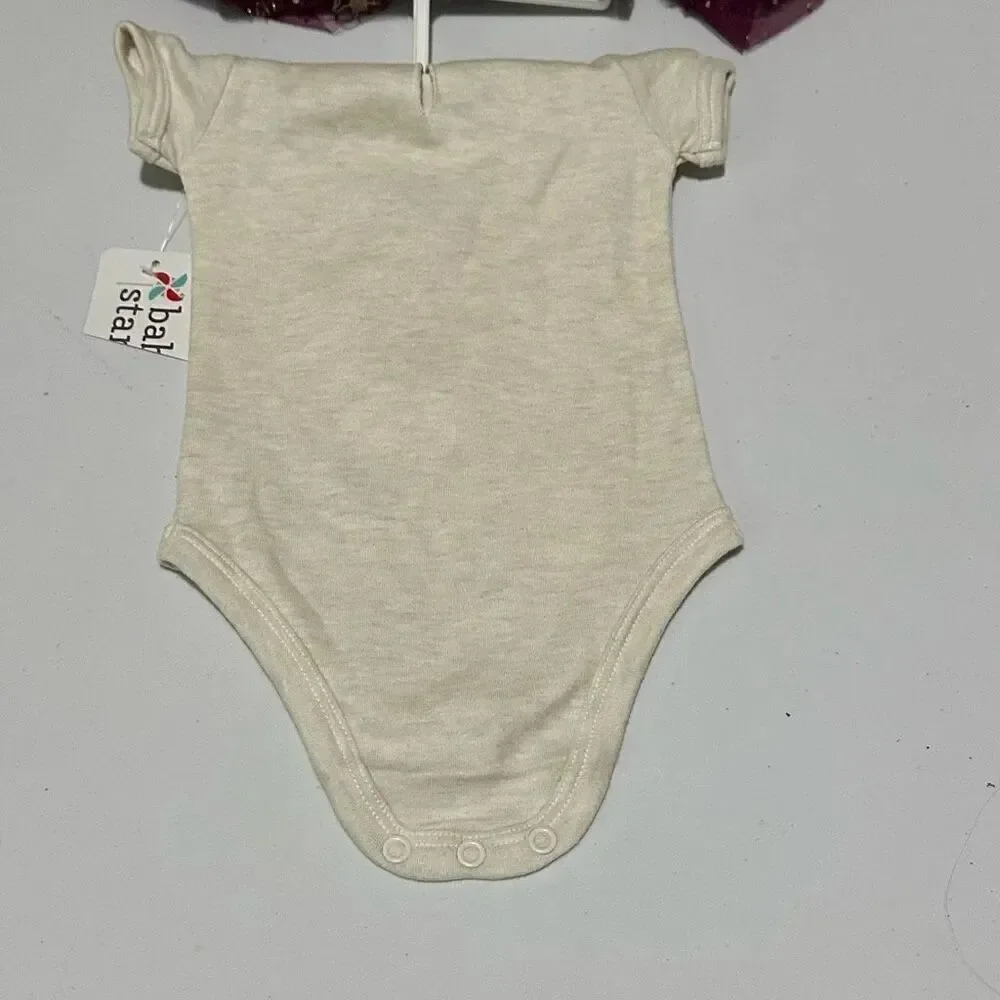 Baby Starter Cream and Maroon 2 piece skirt set | Size 6 Month